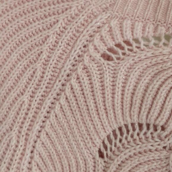 A new day Scalloped Seashell Sweater Women's S Pink Metallic Long Sleeve Knit - Picture 10 of 10